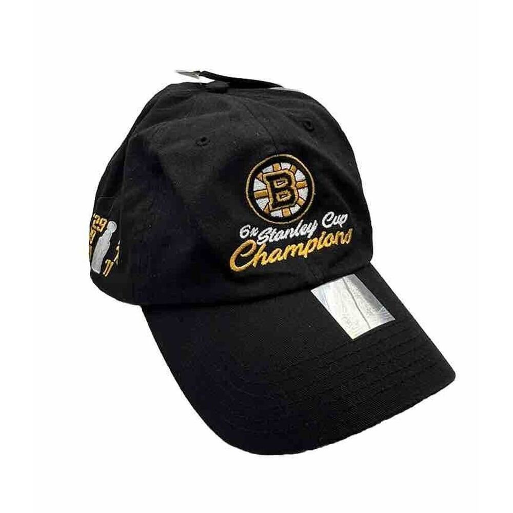 Boston Bruins 6 Time NHL Stanley Cup Champions Adult Adjustable Black Hat‎ NWT
